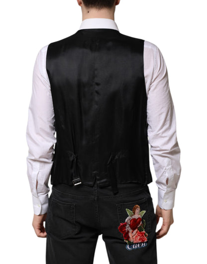Dolce & Gabbana Men's Single Breasted Elastane Nylon Polyester & Silk Vest - Purple