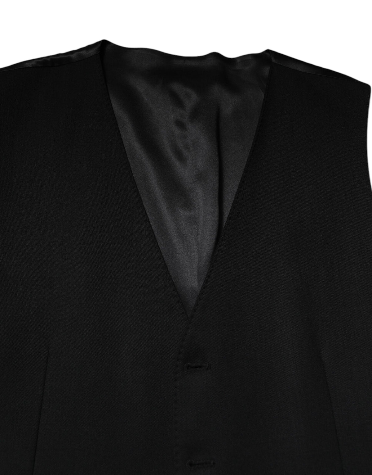 Dolce & Gabbana Men's Single Breasted Viscose & Virgin Wool Vest - Black
