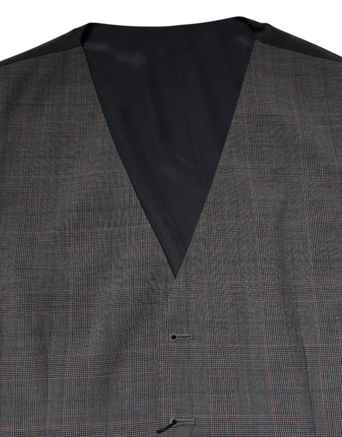 Dolce & Gabbana Men's Single Breasted Virgin Wool & Silk Vest - Gray Plaid