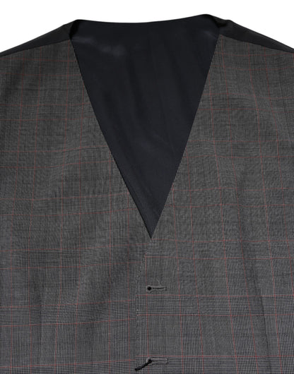 Dolce & Gabbana Men's Single Breasted Virgin Wool & Silk Vest - Gray Plaid
