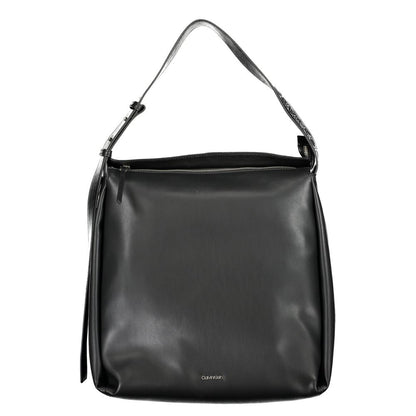 Calvin Klein Black Smooth Faux Leather Large Shoulder Handbag