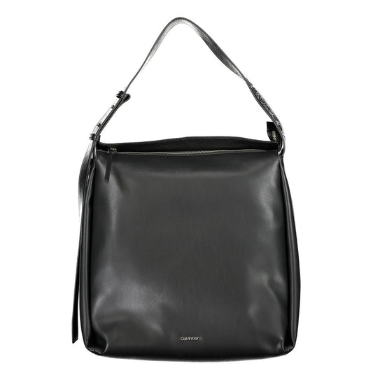 Calvin Klein Black Smooth Faux Leather Large Shoulder Handbag