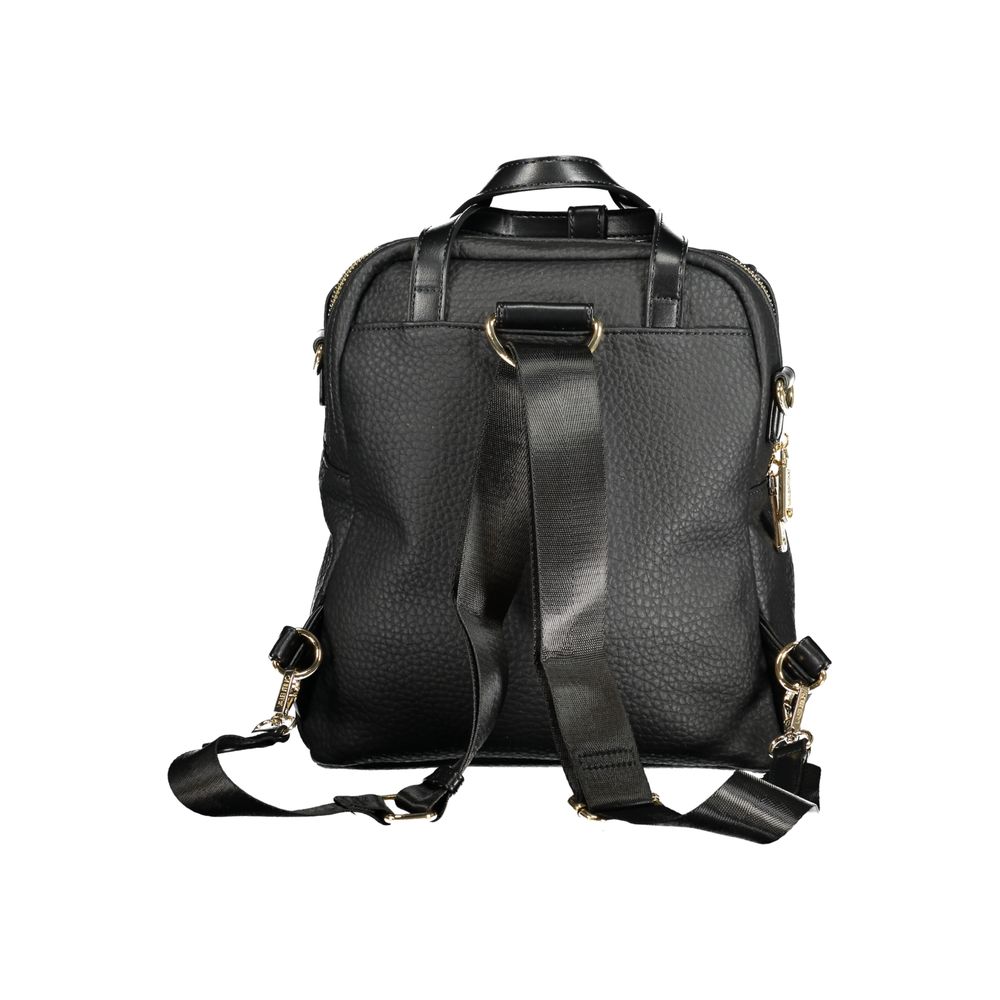 Mario Valentino Black Faux Pebble Leather Backpack