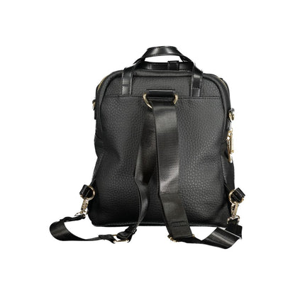 Mario Valentino Black Faux Pebble Leather Backpack
