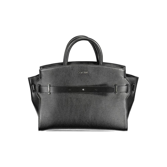 Calvin Klein Black Faux Pebble Leather Satchel Handbag