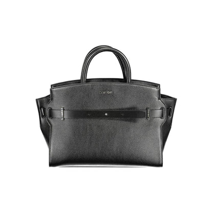 Calvin Klein Black Faux Pebble Leather Satchel Handbag