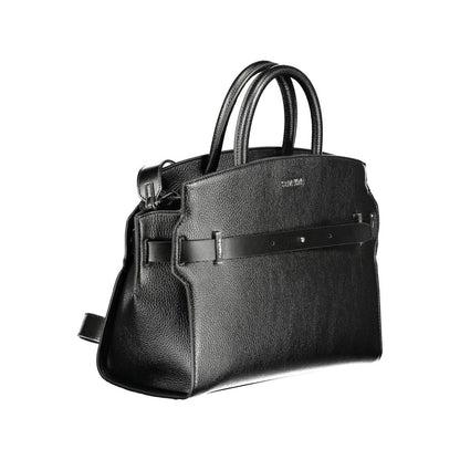 Calvin Klein Black Faux Pebble Leather Satchel Handbag