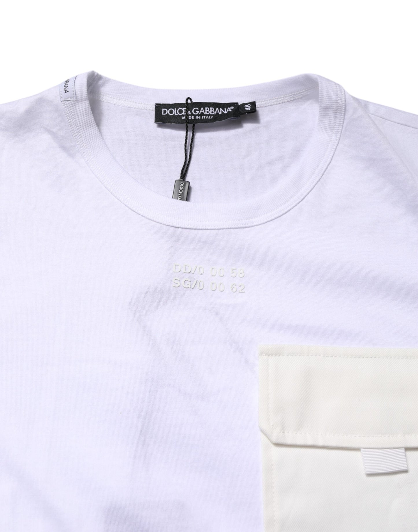 Dolce & Gabbana White Cotton Pocket Short Sleeves T-shirt