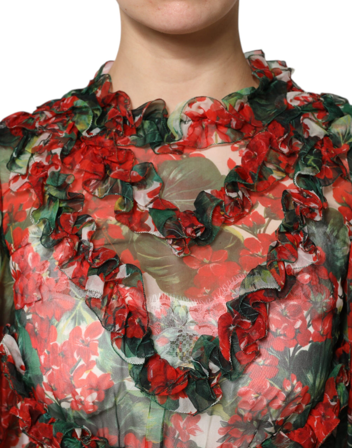 Dolce & Gabbana Women's One Shoulder Asymmetric Long-Sleeve Round Neck Stretch Cotton Nylon & Silk Mini Dress - Multicolor Floral Print