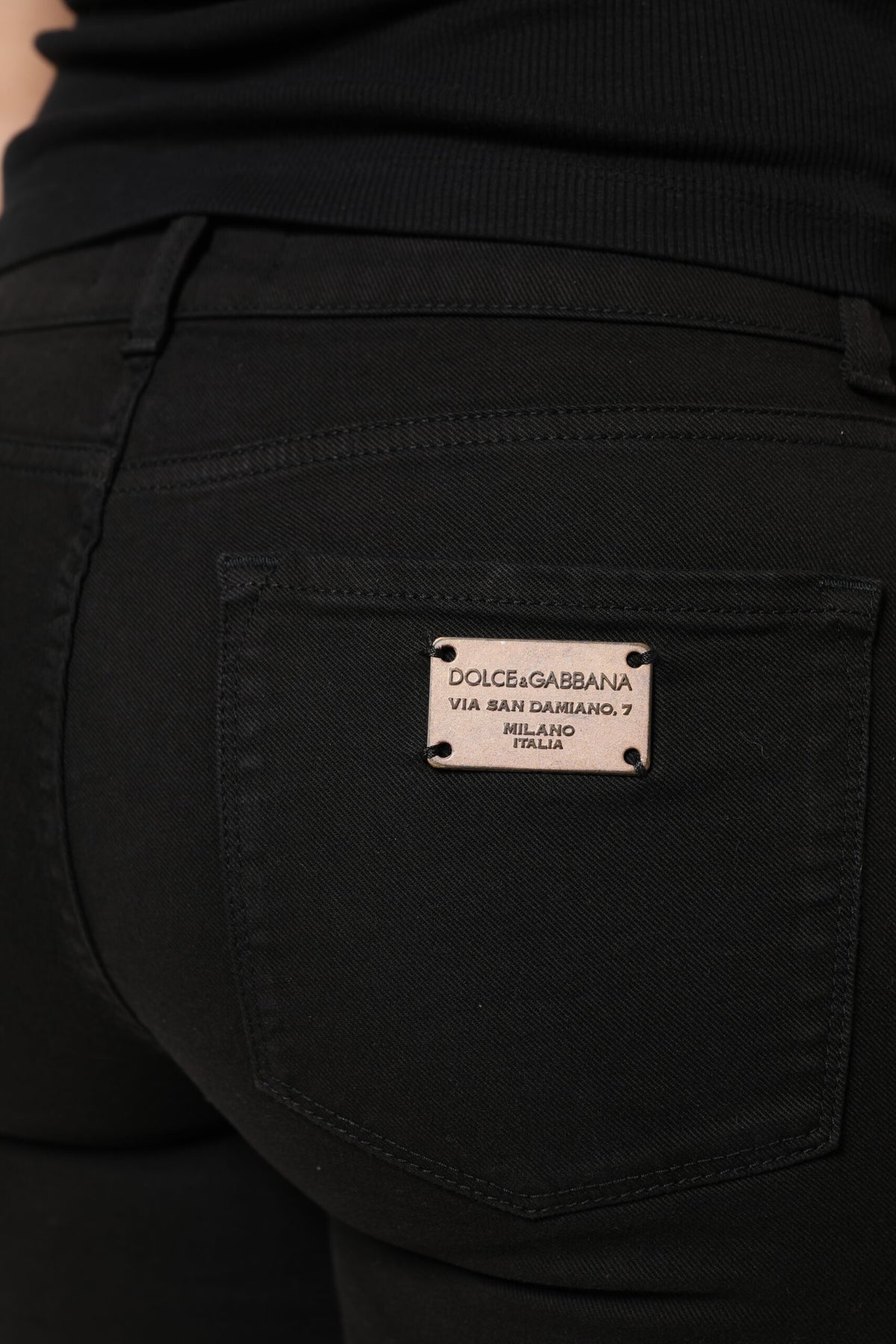 Dolce & Gabbana Women's Skinny Regular Fit Mid Rise Stretch Denim Cotton Jeans - Black