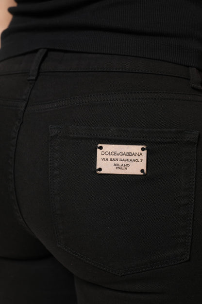 Dolce & Gabbana Women's Skinny Regular Fit Mid Rise Stretch Denim Cotton Jeans - Black