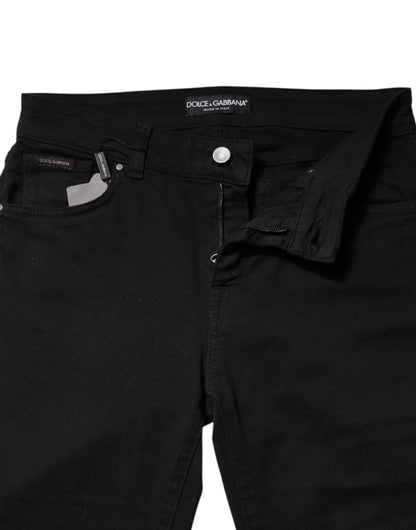 Dolce & Gabbana Women's Skinny Regular Fit Mid Rise Stretch Denim Cotton Jeans - Black