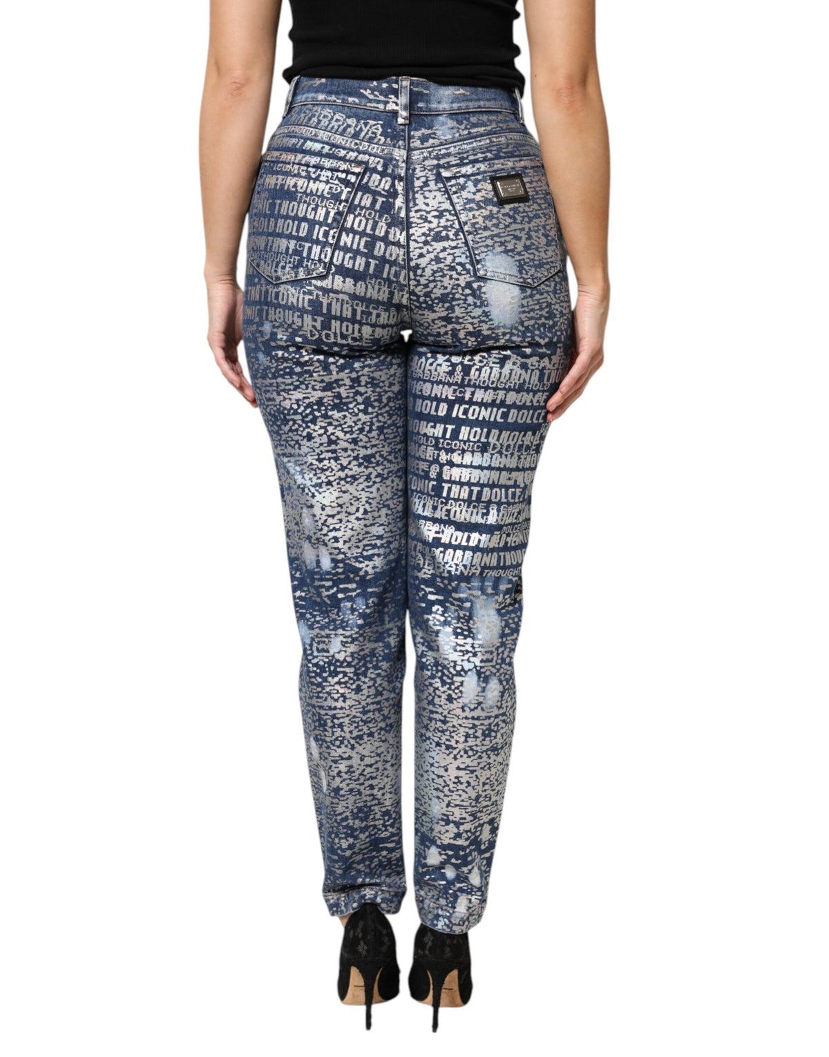 Dolce & Gabbana Women's High Rise Stretch Denim Cotton Jeans - Blue Print