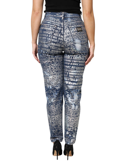 Dolce & Gabbana Women's High Rise Stretch Denim Cotton Jeans - Blue Print