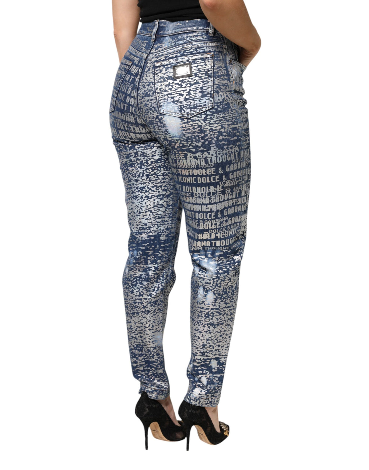 Dolce & Gabbana Women's High Rise Stretch Denim Cotton Jeans - Blue Print