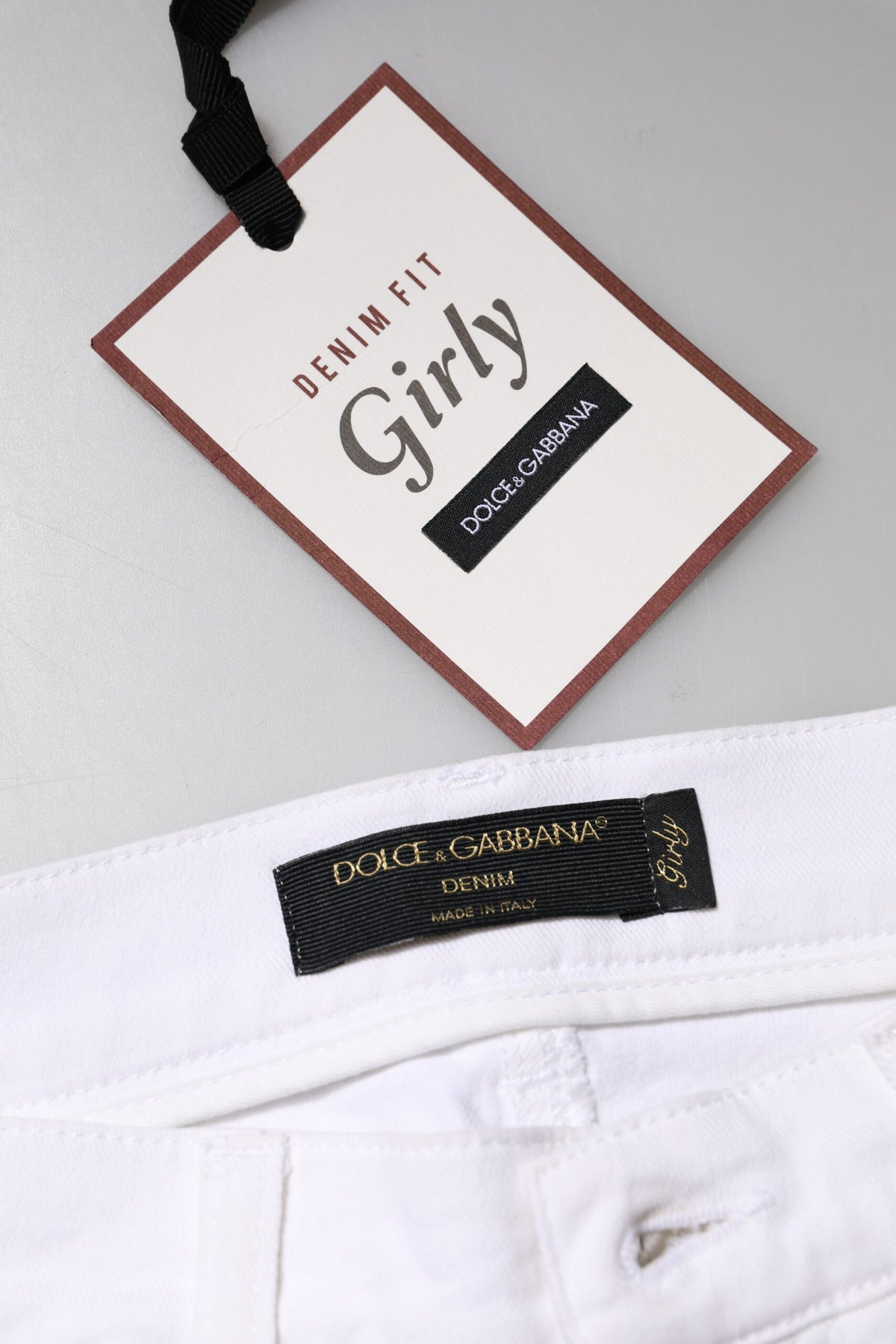 Dolce & Gabbana Women's Mid Rise Cotton Denim Nylon & Sequins Jeans - White Floral