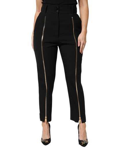 Dolce & Gabbana 9 To 5 Women's Tapered Leg High Rise Virgin Wool Jeans - Black