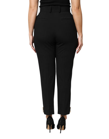 Dolce & Gabbana 9 To 5 Women's Tapered Leg High Rise Virgin Wool Jeans - Black
