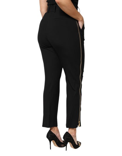 Dolce & Gabbana 9 To 5 Women's Tapered Leg High Rise Virgin Wool Jeans - Black