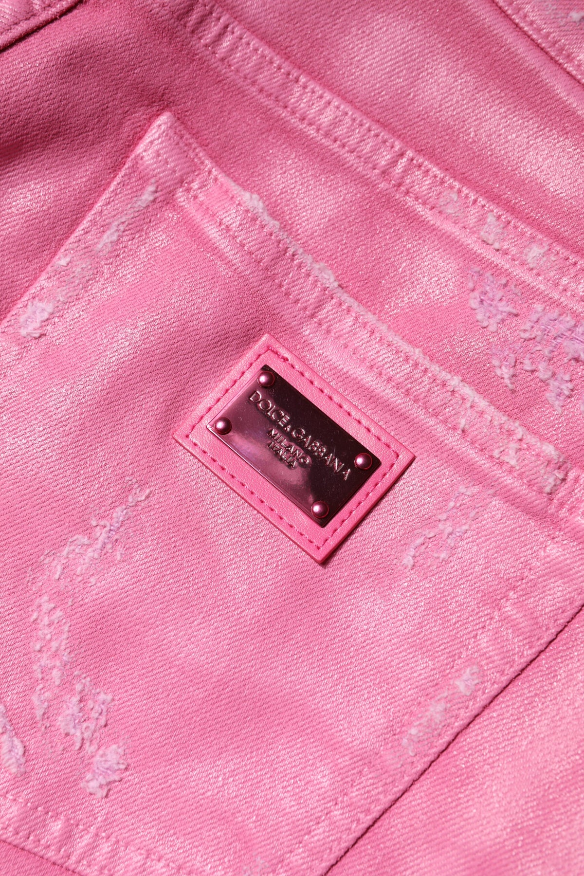 Dolce & Gabbana Women's Tapered Leg Mid Rise Stretch Denim Cotton Jeans - Pink