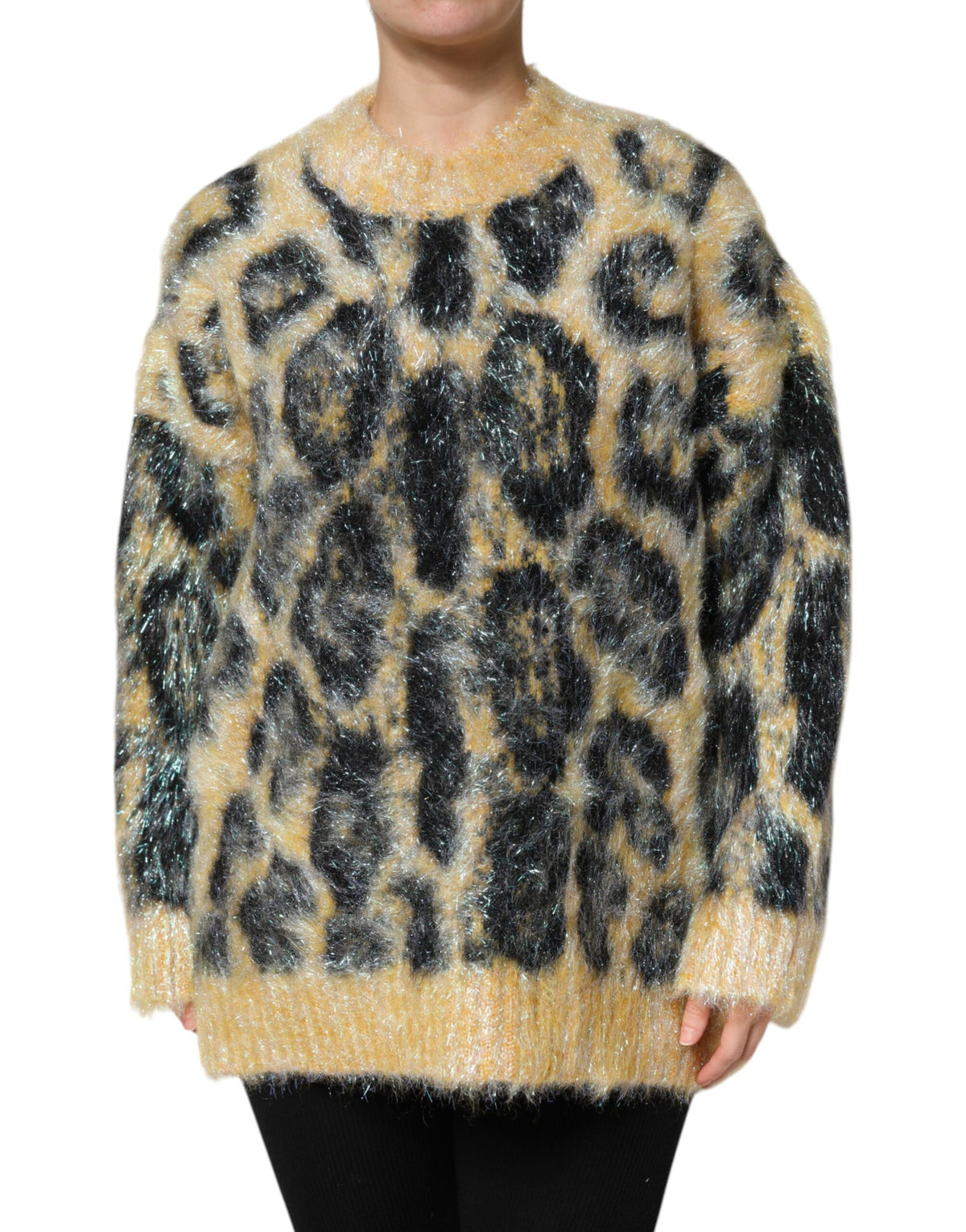 Dolce & Gabbana Women's Crew Neck Virgin Wool Silk Mohair & Polyester Sweater - Multicolor