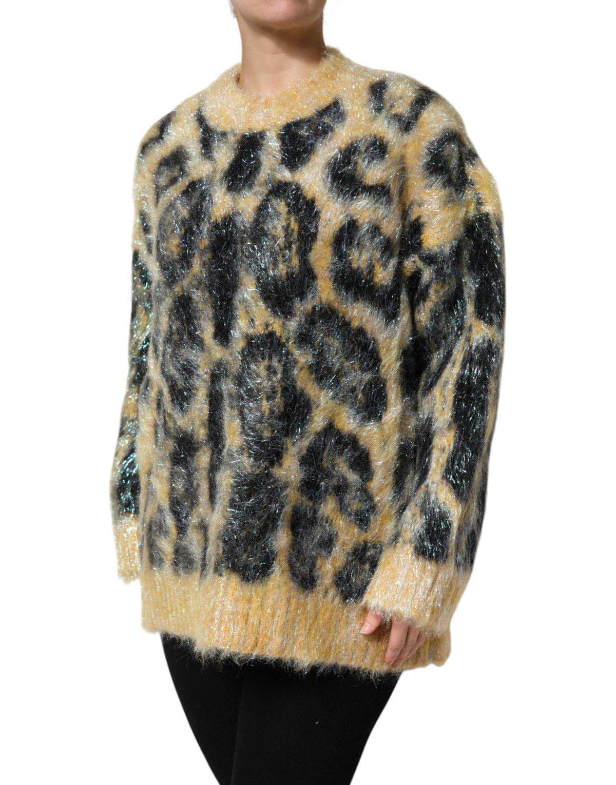 Dolce & Gabbana Women's Crew Neck Virgin Wool Silk Mohair & Polyester Sweater - Multicolor
