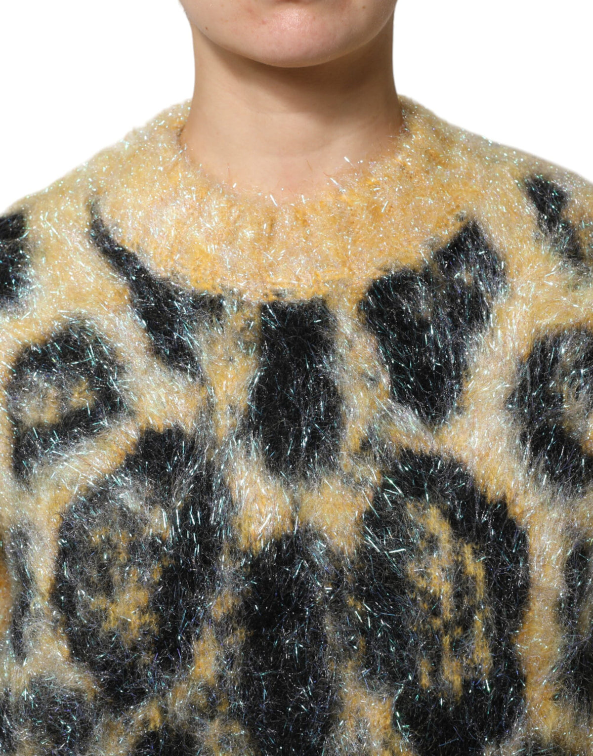 Dolce & Gabbana Women's Crew Neck Virgin Wool Silk Mohair & Polyester Sweater - Multicolor