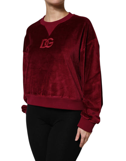 Dolce & Gabbana Women's Crew Neck Cotton Velvet & Nylon Sweater - Red