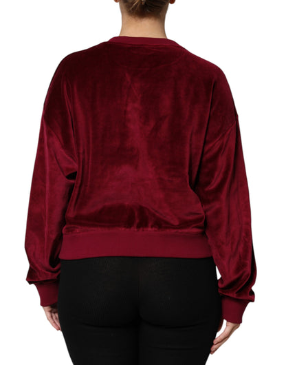 Dolce & Gabbana Women's Crew Neck Cotton Velvet & Nylon Sweater - Red