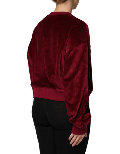Dolce & Gabbana Women's Crew Neck Cotton Velvet & Nylon Sweater - Red