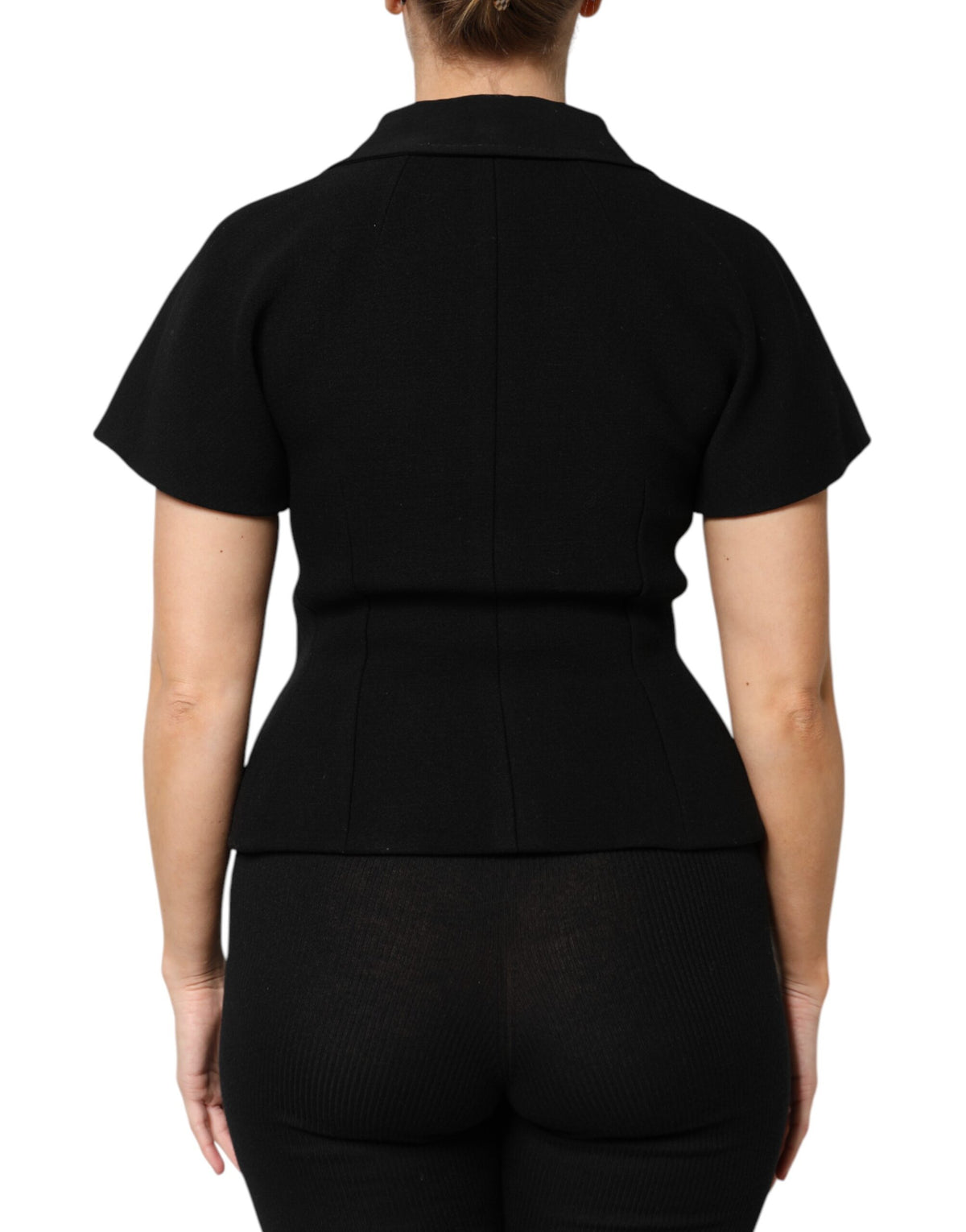 Dolce & Gabbana Women's Double Breasted Virgin Wool Silk Nylon & Elastane Jacket - Black