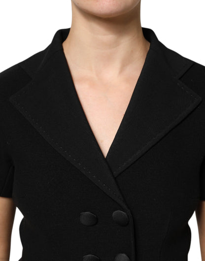 Dolce & Gabbana Women's Double Breasted Virgin Wool Silk Nylon & Elastane Jacket - Black
