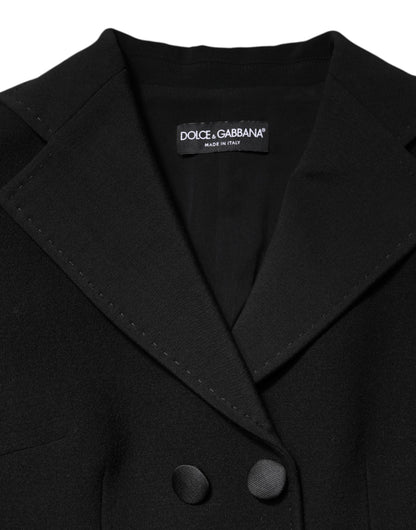 Dolce & Gabbana Women's Double Breasted Virgin Wool Silk Nylon & Elastane Jacket - Black