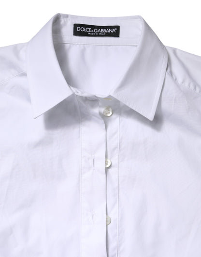 Dolce & Gabbana White Cotton Short Sleeves Collared Polo Top