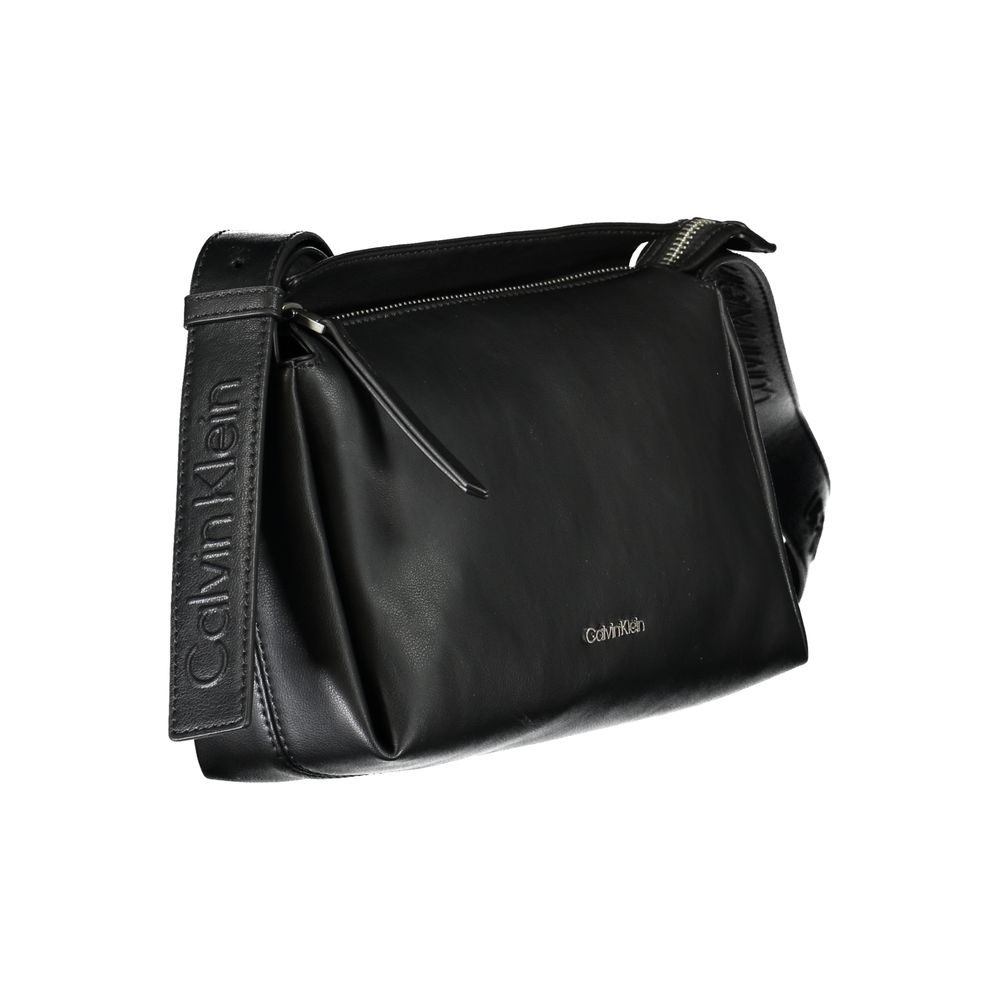 Calvin Klein Black Smooth Faux Leather Shoulder Handbag