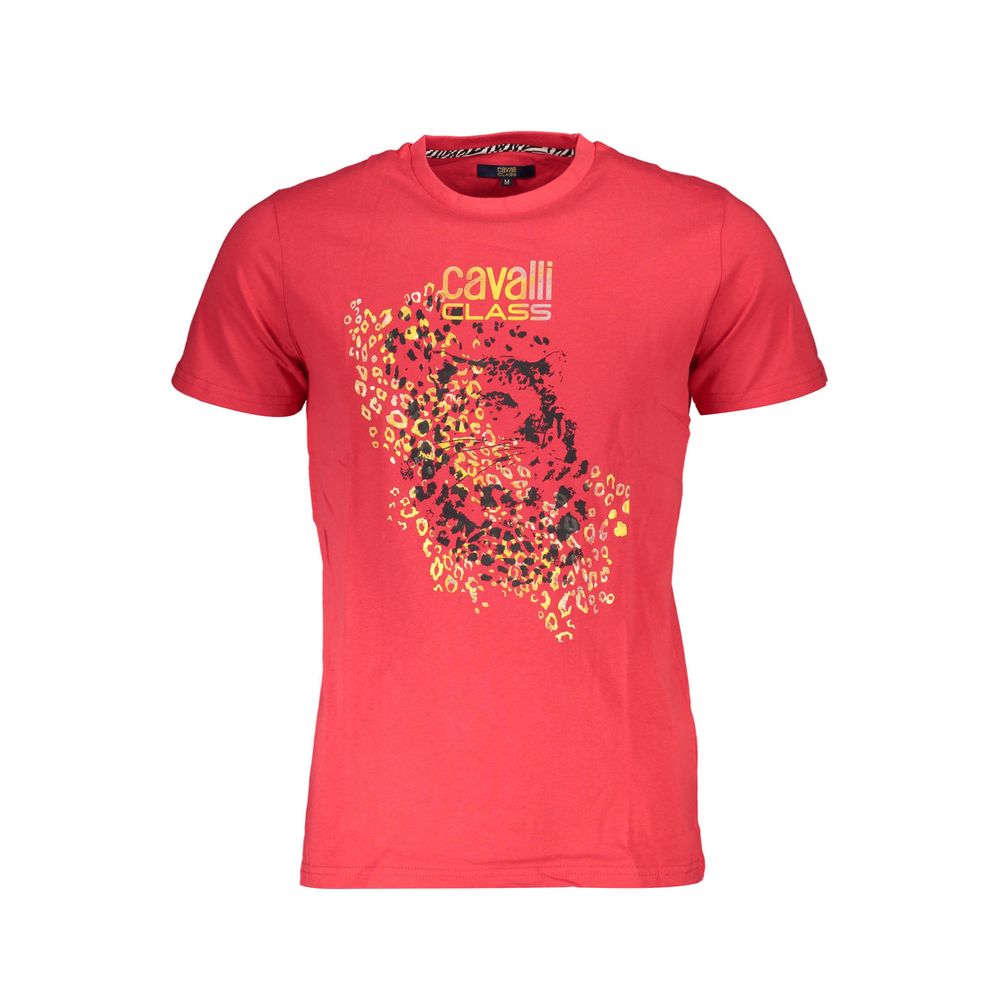T-Shirt by Cavalli Class for men in cotton red & print features a plush silhouette, showcasing a sophisticated crew neckline and for a truly plush finish.