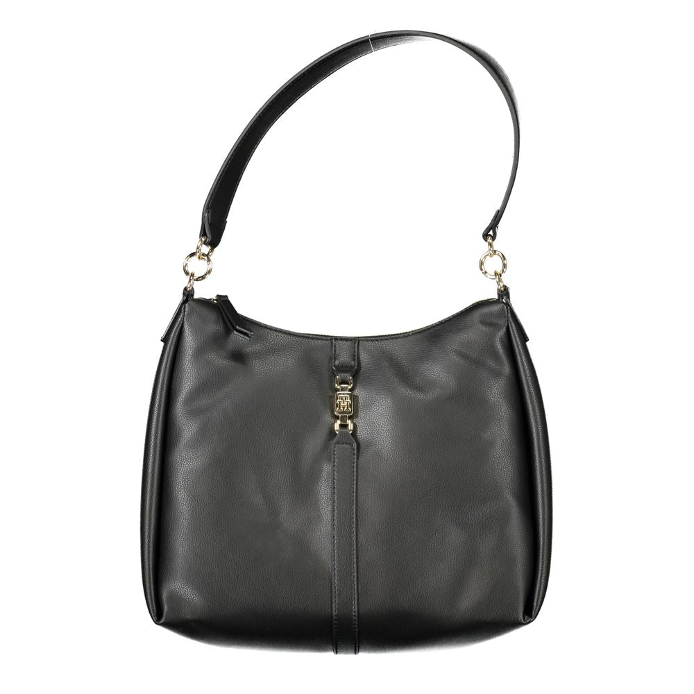 Tommy Hilfiger Black Polyester Leather Effect Shoulder Handbag