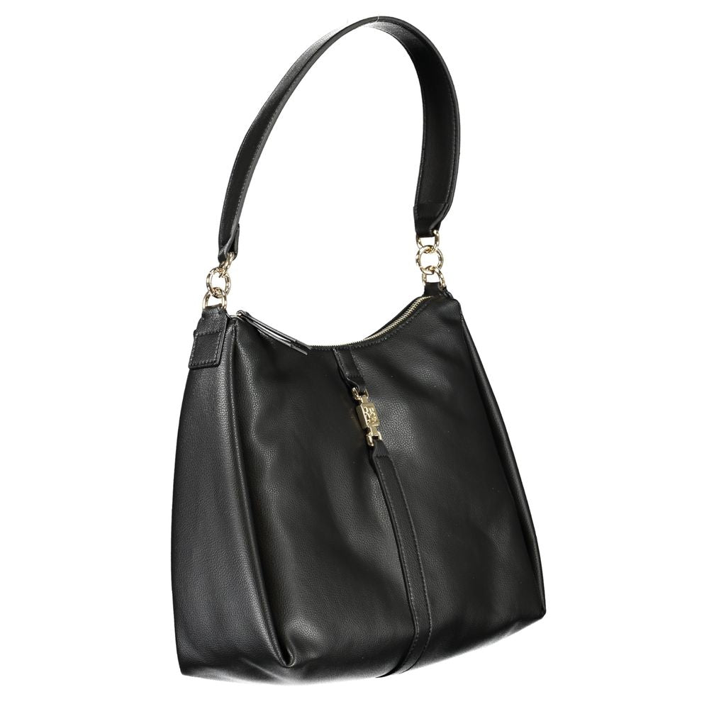 Tommy Hilfiger Black Polyester Leather Effect Shoulder Handbag