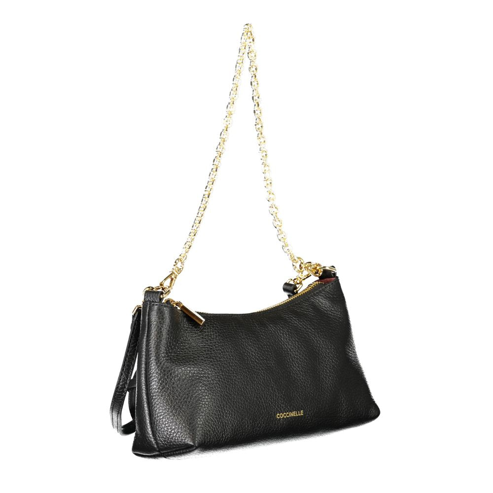 Coccinelle Black Leather Chain Shoulder Handbag