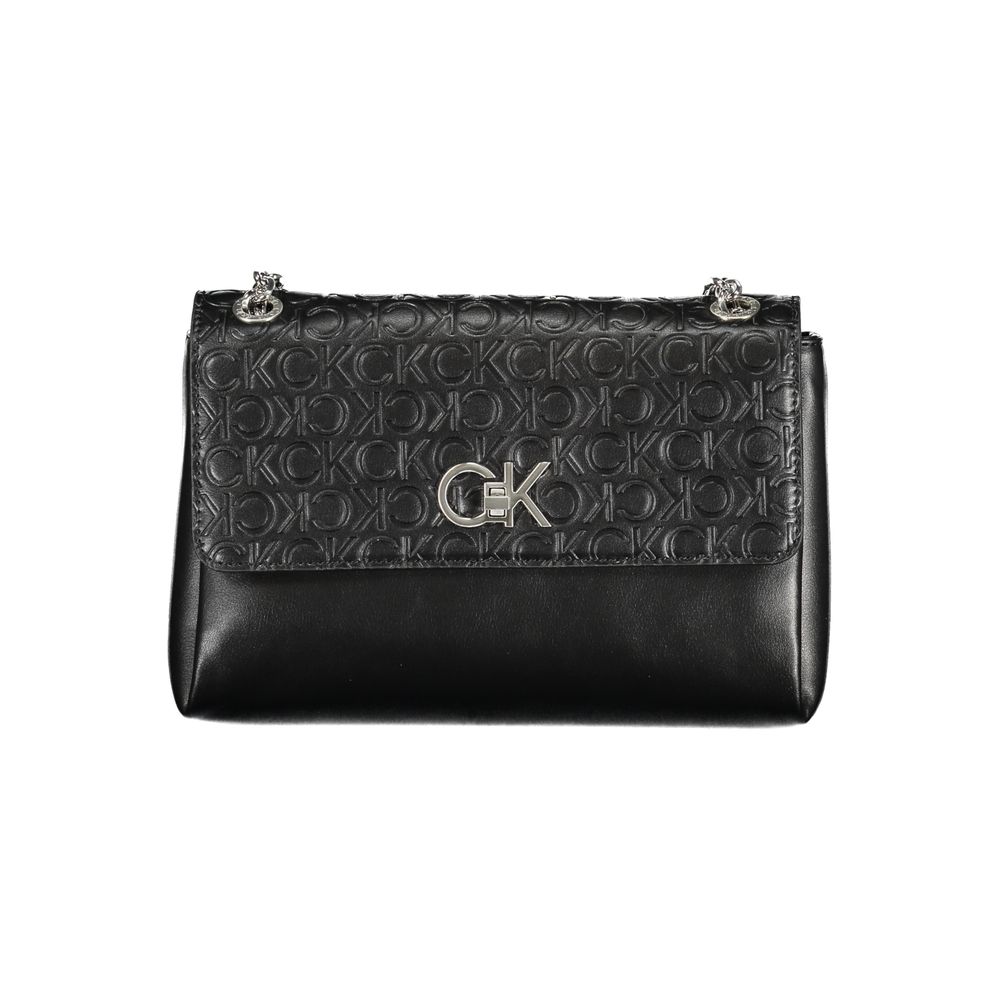 Calvin Klein Black Polyester Leather Effect Chain Shoulder Handbag