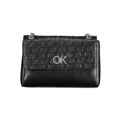 Calvin Klein Black Polyester Leather Effect Chain Shoulder Handbag