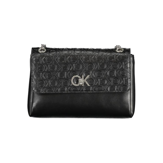 Calvin Klein Black Polyester Leather Effect Chain Shoulder Handbag