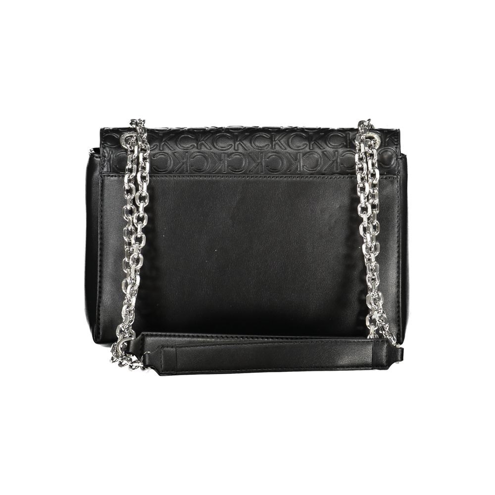 Calvin Klein Black Polyester Leather Effect Chain Shoulder Handbag