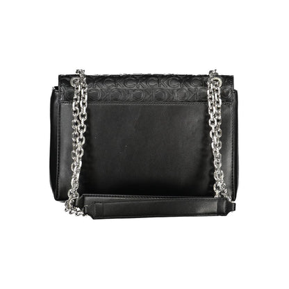 Calvin Klein Black Polyester Leather Effect Chain Shoulder Handbag