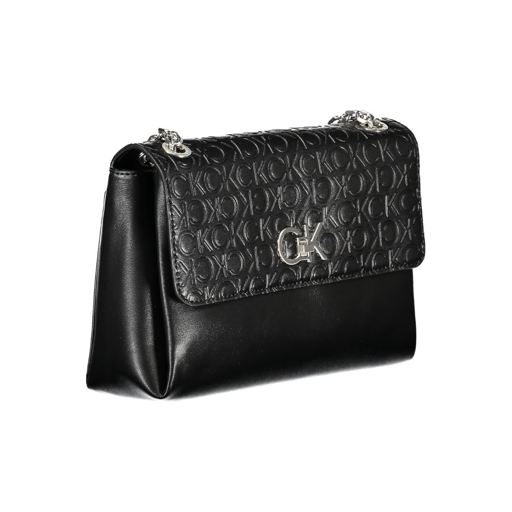 Calvin Klein Black Polyester Leather Effect Chain Shoulder Handbag