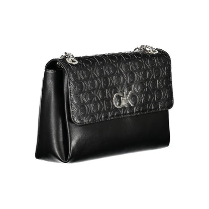 Calvin Klein Black Polyester Leather Effect Chain Shoulder Handbag
