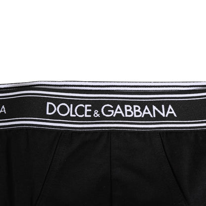 Dolce & Gabbana Black Cotton Stretch Logo Print Brief Underwear