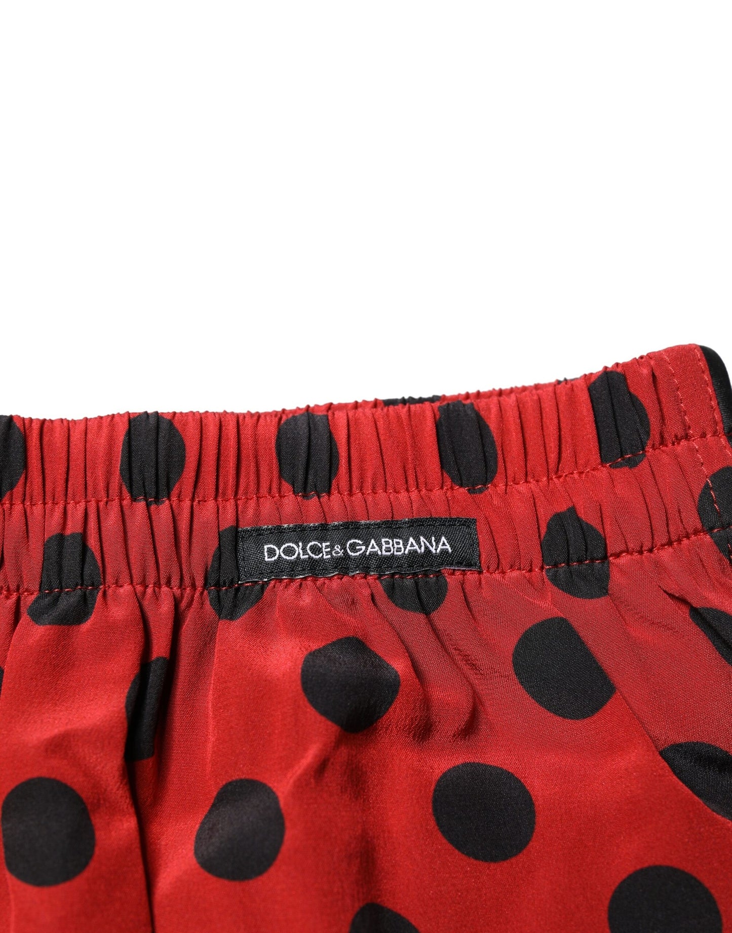 Dolce & Gabbana Red Silk Polka Dot Beachwear Shorts Swimwear