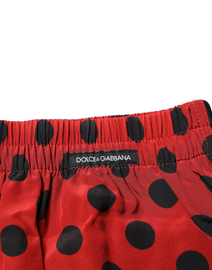 Dolce & Gabbana Red Silk Polka Dot Beachwear Shorts Swimwear