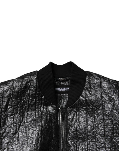 Dolce & Gabbana Black Logo Plaque Bomber Full Zipper Jacket